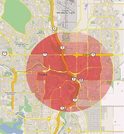 WestNet Calgary wireless coverage map 2010